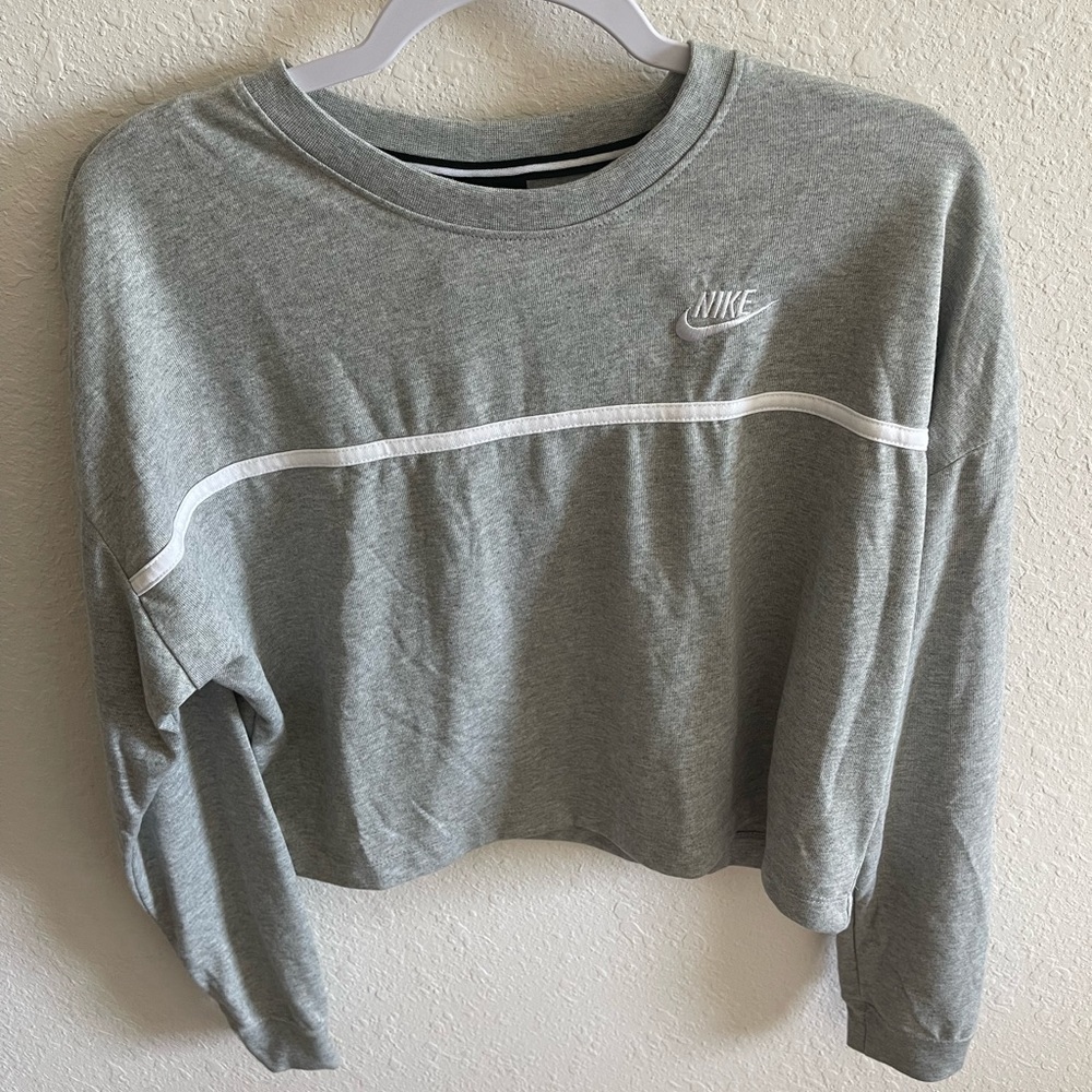 Grey Nike Cropped Sweater Small